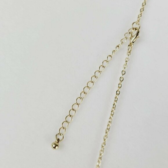 Statement Heart Necklace Romantic Style Gold Tone Bow Bead Charms Acrylic Long - Picture 8 of 9